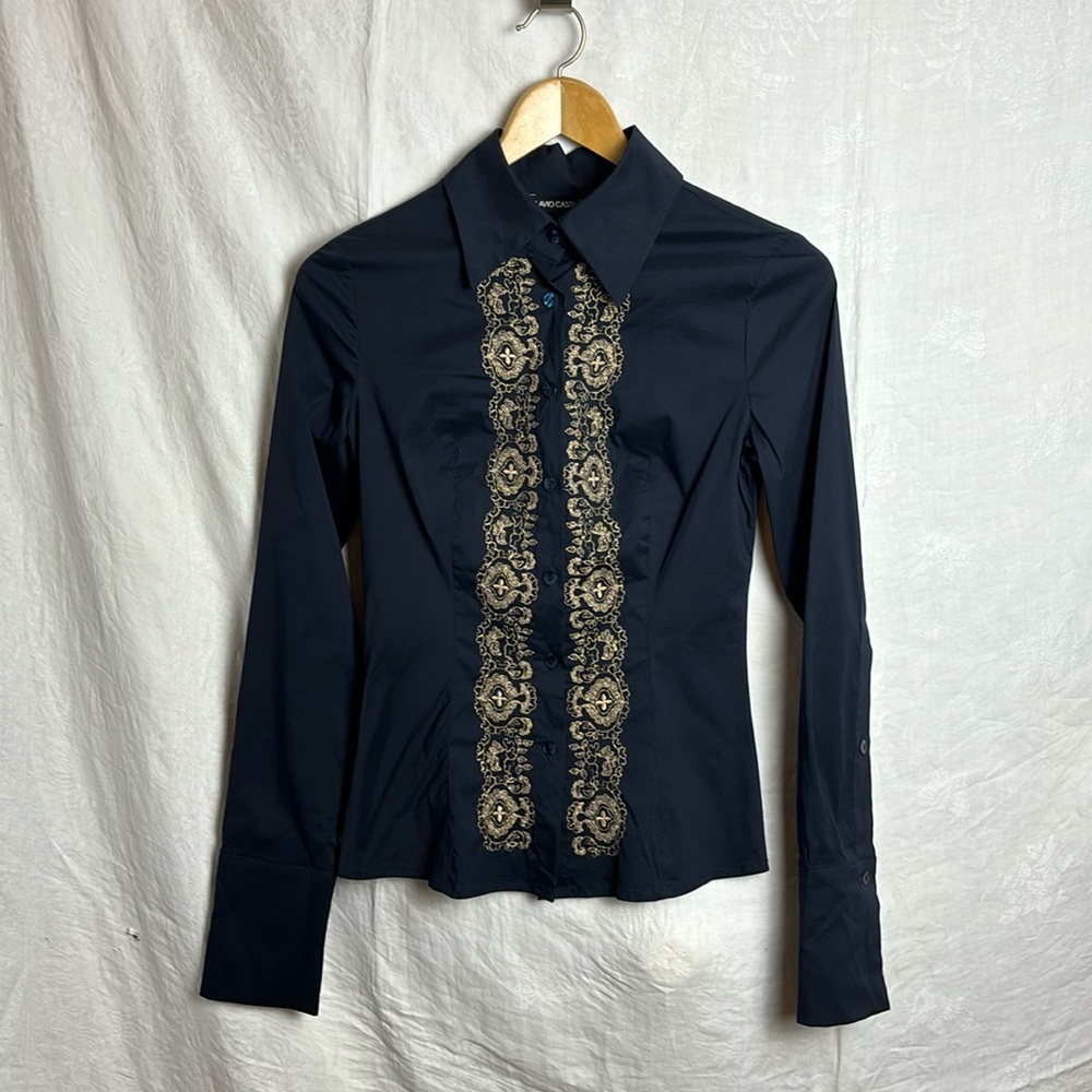 NWT Flavio Castellani L/S Fitted Blouse EU Sz 40